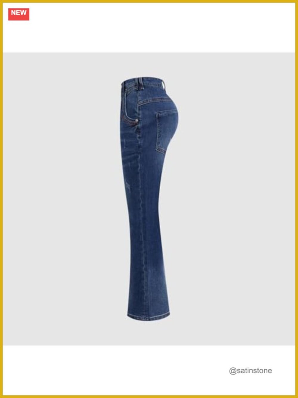 Straight Leg Jeans for Women Mid Rise Stretchy Casual Button Fly - Picture 5 of 6